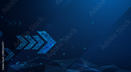 An arrow pointing straight forward. Technical elements formed in the shape of a circle. Vector illustration. Vector Abstract technology circuit lines.