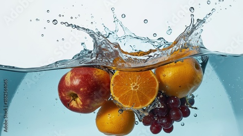 Fruits splashing in water