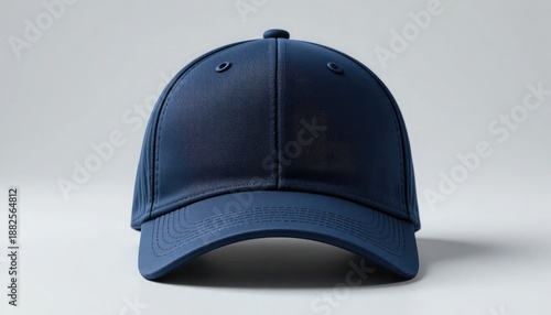 Dark blue baseball cap front view studio shot headwear