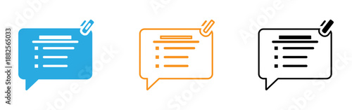 Colorful speech bubble icons with paper clips