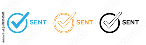 Variations of a 'sent' icon with checkmarks