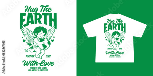 Cupid Angel graphic t-shirt with an edgy streetwear style. Modern illustration symbolizing love and heartbreak, ideal for urban fashion, youth streetwear, and print-on-demand apparel