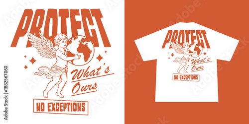 Cupid Angel graphic t-shirt with an edgy streetwear style. Modern illustration symbolizing love and heartbreak, ideal for urban fashion, youth streetwear, and print-on-demand apparel