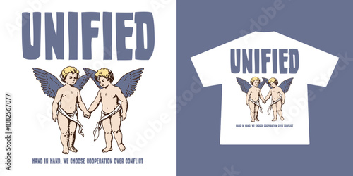 Cupid Angel graphic t-shirt with an edgy streetwear style. Modern illustration symbolizing love and heartbreak, ideal for urban fashion, youth streetwear, and print-on-demand apparel