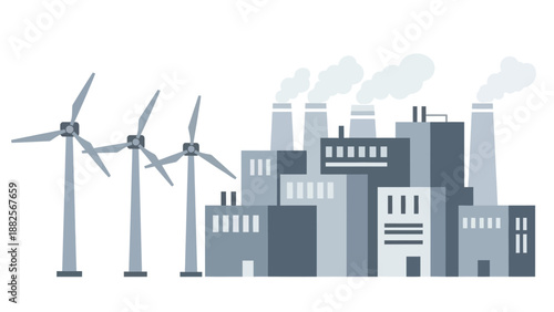 Sustainable Energy vs Industrial Pollution A Contrast of Renewable Wind Power and Factory Emissions