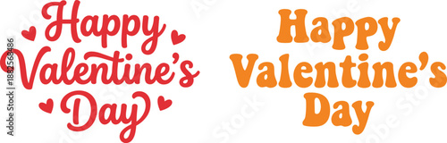 Happy Valentines Day playful typography lettering with hearts and bold rounded font for romantic greeting cards posters designs