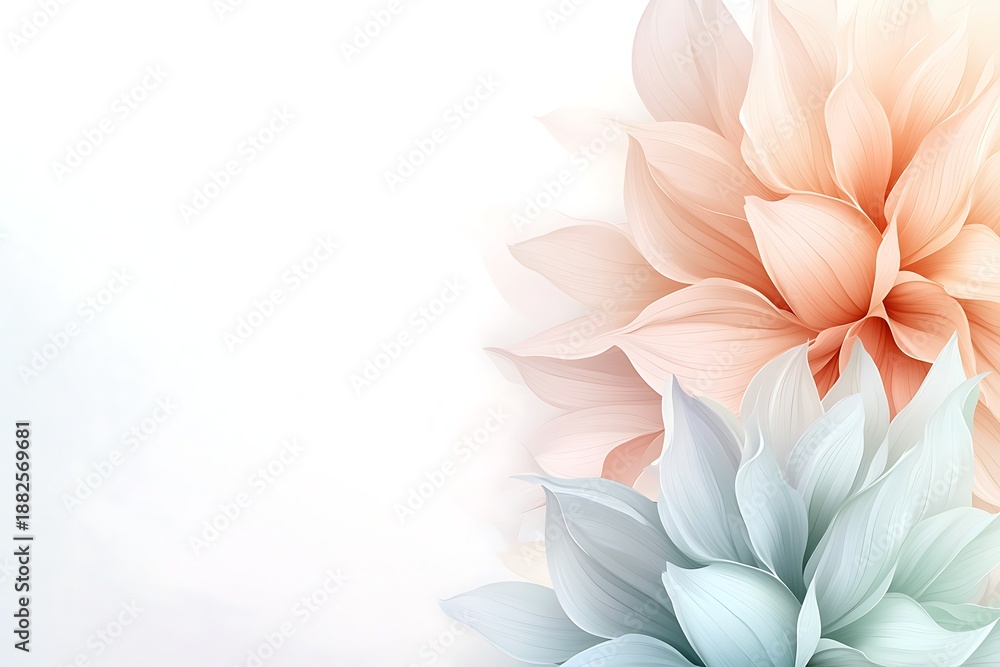 Fototapeta premium Soft and Delicate Floral Background with Light Pastel Petals in Cream and Peach Tones
