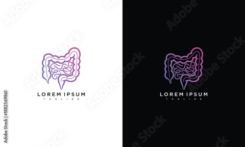 Illustration of stomach anatomy on contrasting backgrounds from a front viewpoint for medical education