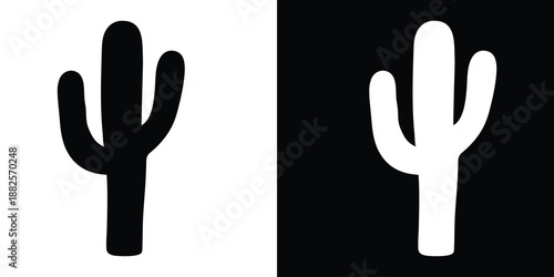Cactus silhouette vector, Saguaro cactus black silhouette, Desert symbol