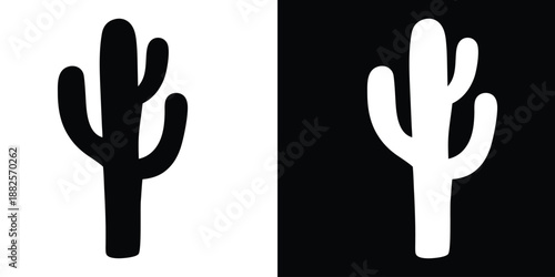 Cactus silhouette vector, Saguaro cactus black silhouette, Desert symbol
