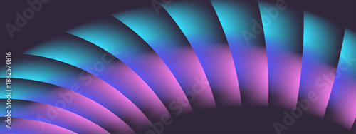 Vibrant neon colored arched layers with purple and cyan gradient light