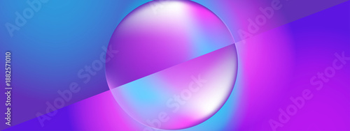 Futuristic glass orb over a diagonal color split and glowing light