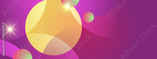 Dreamy magenta landscape filled with layered circular shapes and brilliant golden sparkles for a magical feel