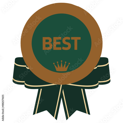 Gold medal premium quality certificate seal with VIP tags banners bestseller badge golden crown and brand number one text