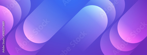 Elegant backdrop with diagonal rounded pill shapes in violet and ultramarine colors featuring subtle layering shadows