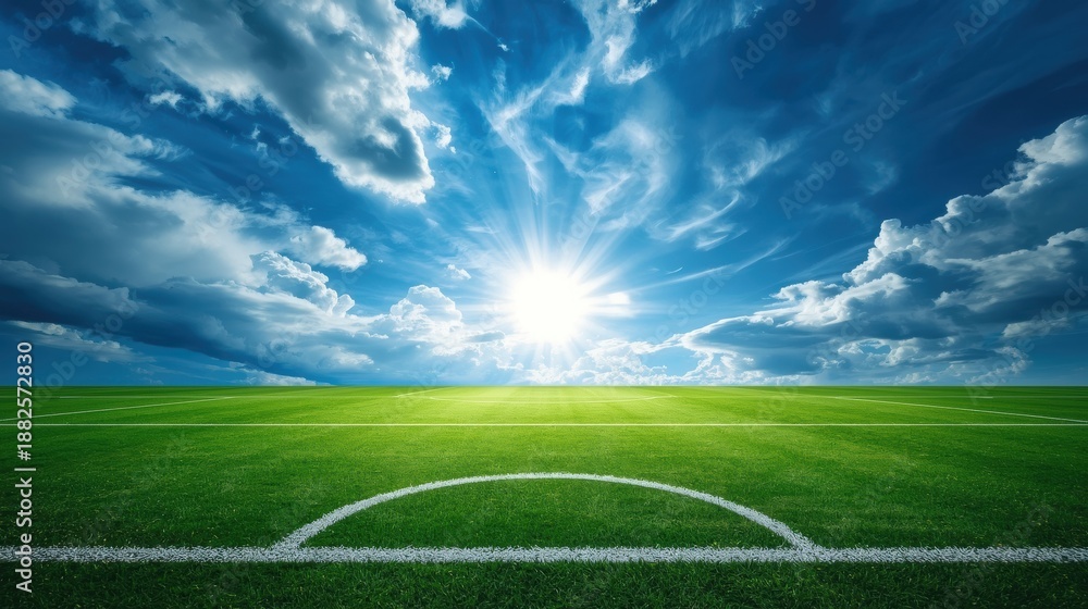 Obraz premium Sunlit soccer field