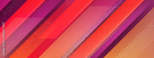 Modern energetic background featuring sharp diagonal stripes in vibrant red pink and purple tones with fine line accents