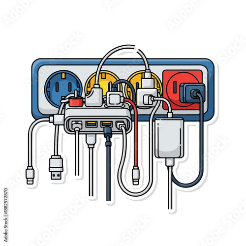 A cartoon representation of a power strip