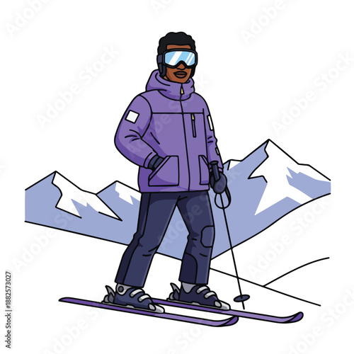 A cartoon skiier