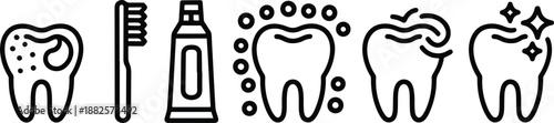 Illustration of Dental Care Icons