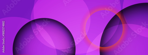 Deep royal purple abstract landscape featuring large spheres and a thin orange halo light around dark orbs