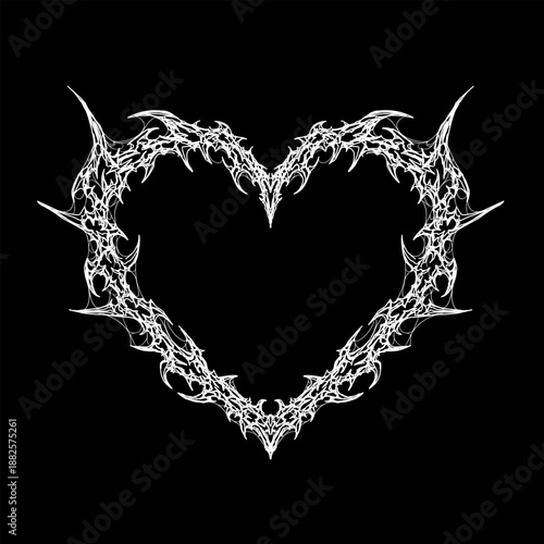 neo tribal cyber sigilism heart shapes with abstract hand drawn detailed vector design for tattoo, and streetwear print apparel