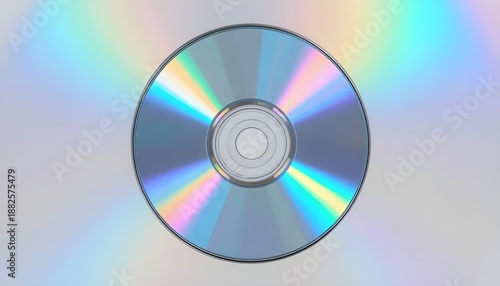 Blank CD or DVD disc with rainbow holographic reflection, digital media mockup. Isolated on transparent background, png
