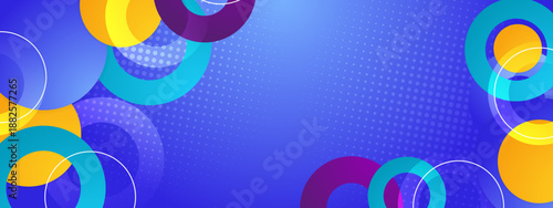 Professional abstract backdrop with blue gradient and interlocking colorful circles featuring dotted texture details