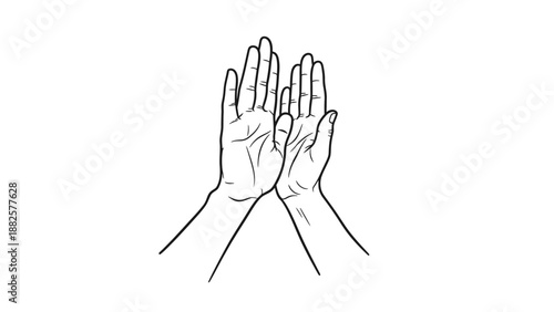 High five or praying hands line art illustration.