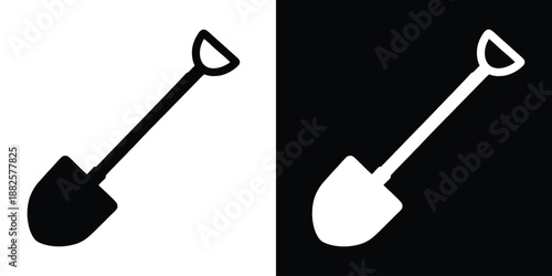 Shovel silhouette vector, Garden shovel icon vector