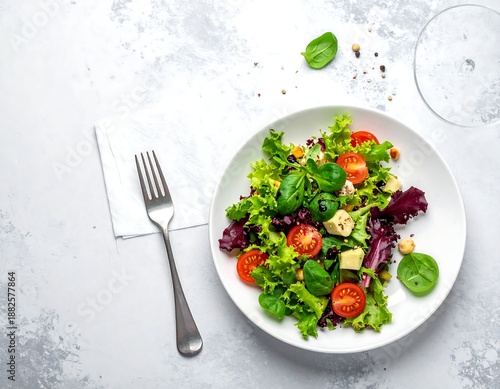 Wallpaper Mural A white plate filled with a colorful salad on a table Torontodigital.ca