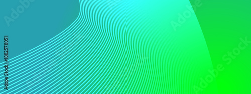 Refreshing turquoise and neon green color palette with elegant sweeping lines forming a smooth organic motion effect