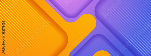 Dynamic composition of purple and orange overlapping fluid shapes with rounded corners and subtle line textures