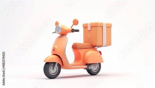 3d icon of Vintage Italian Vespa moped illustration featuring a classic retro scooter on white background for delivery and transportation icon