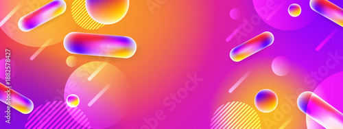 Energetic visual with glowing rounded cylinders and circular elements floating in a saturated magenta to orange color transition