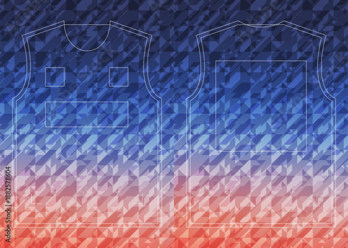 Geometric pattern for fabric textile design. Sport shirt cutting template for football, soccer, basketball, cycling, running, rugby, baseball, racing, or sportswear. Sewing pattern for apparel.
