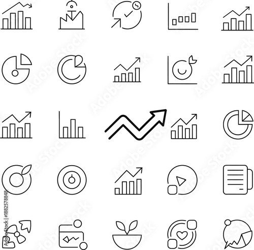 Set of depicting business growth and financial success