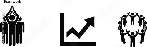 Business growth and teamwork concept with flame torch and graph