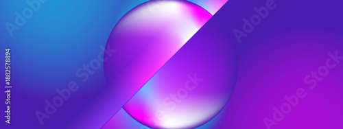 Abstract futuristic design featuring a split sphere with vibrant iridescent colors and sharp angles