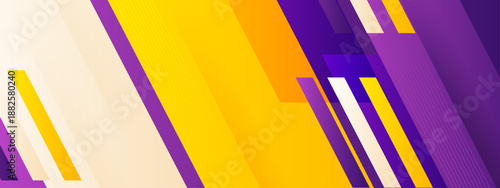 Bold purple and yellow abstract background featuring overlapping diagonal stripes and varied opacity layers