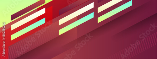 Unique maroon background with teal and cream geometric block elements and fine line textures