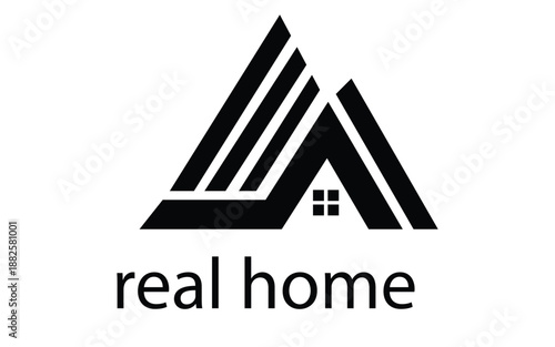 Vector illustration of a real estate company logo design featuring a house icon and roof symbol for a professional property business and construction housing concept