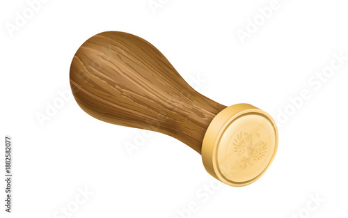 Traditional brown wooden spoon and bowl set as isolated kitchen objects on a white background for cooking food