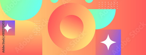Summer inspired abstract design with coral tones and circular patterns