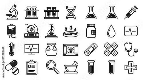 Medical and Laboratory Icons Set.
