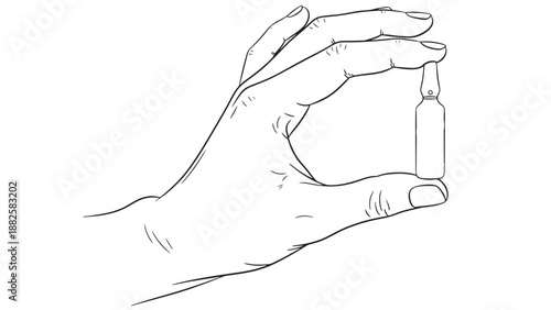 Professional hand holding a pharmaceutical glass ampoule for vaccination services and modern clinical medicine supply chain business branding resources.