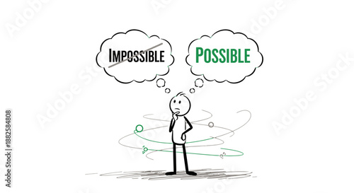 Man contemplating the possibility of achieving his goals and overcoming challenges.