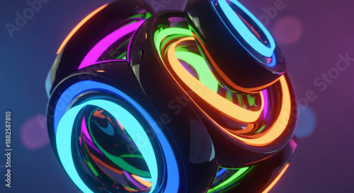 Wallpaper Mural Glowing Fidget Spinner with Neon Lights. Torontodigital.ca