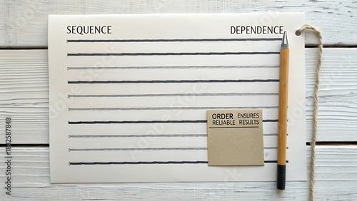 A sticky note with the message ORDER ENSURES RELIABLE RESULTS is placed on a whiteboard with horizontal lines