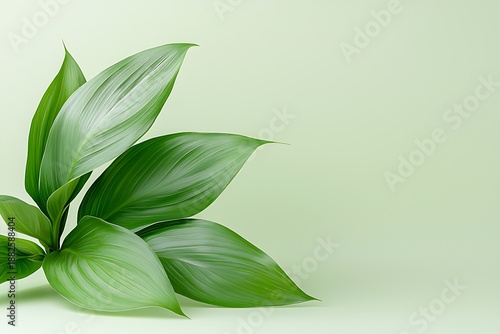 Fresh and Green Leaves with Smooth Texture on Soft Pastel Background for Nature Concepts